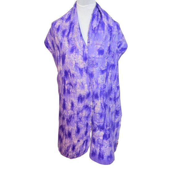 Kooloo Felted Hidden Temple Scarf Purple VTG 80s Tie Dye Everyday Casual Zoom in - Picture 5 of 8